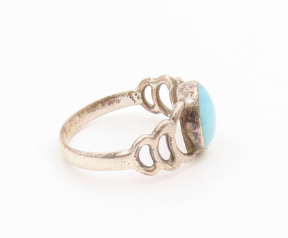 925 Sterling Silver Vintage Ring Larimar Open Wave Cutout Band  Sz 6.5  RG36810