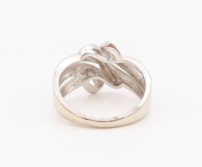 925 Sterling Silver Vintage Ring White & Black CZ Intertwined Band Sz 7 RG36351