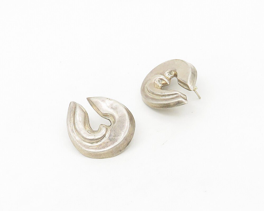 MEXICO 925 Sterling Silver  Vintage Hollow Modernist Drop Earrings  EG9052