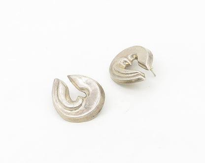 MEXICO 925 Sterling Silver  Vintage Hollow Modernist Drop Earrings  EG9052