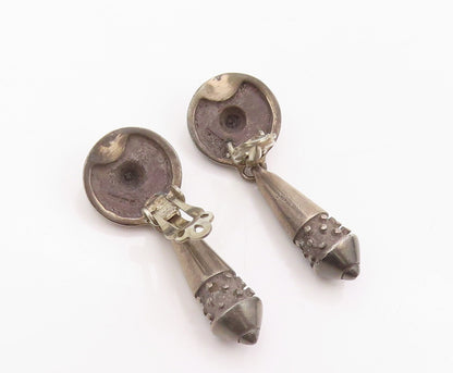 925 Sterling Silver Vintage Earrings LISA JENKS Dark Tone Antique Design EG13332