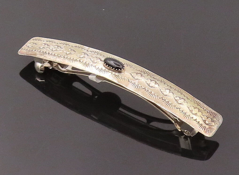 925 Sterling Silver Vintage Black Onyx NAVAJO Hair Pin  TR3507