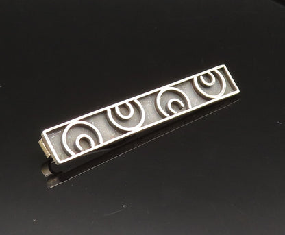 PA MEXICO 925 Sterling Silver Vintage Carved Half Spirals Tie Clip TR3377
