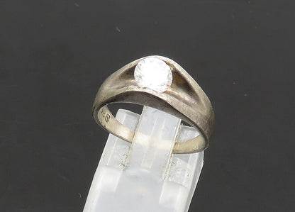 MEXICO 925 Silver  Vintage Cubic Zirconia Dome Solitaire Ring Sz 7  RG21022