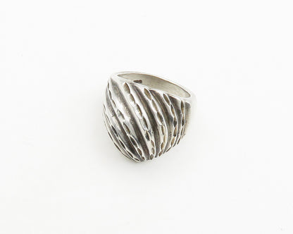 925 Sterling Silver  Vintage Diamond Cut Fluted Dome Band Ring Sz 6  RG19537