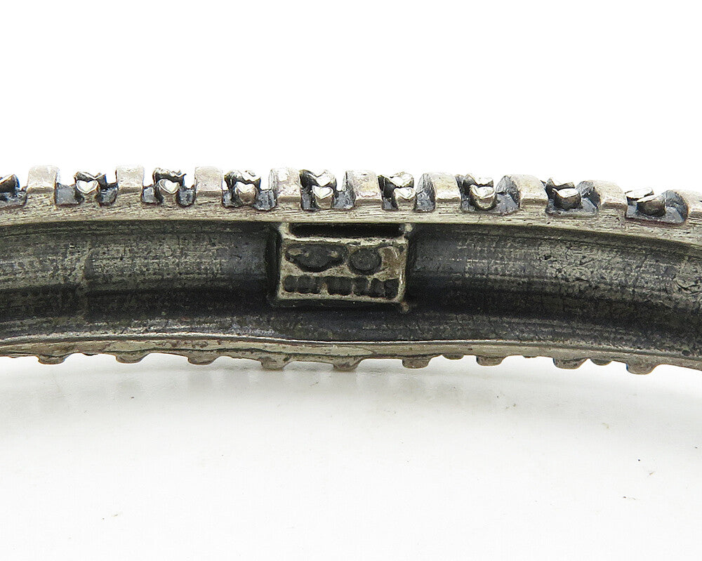 SILVER CLOUD 925 Sterling Silver  Vintage Shiny Etched Cuff Bracelet  BT7966