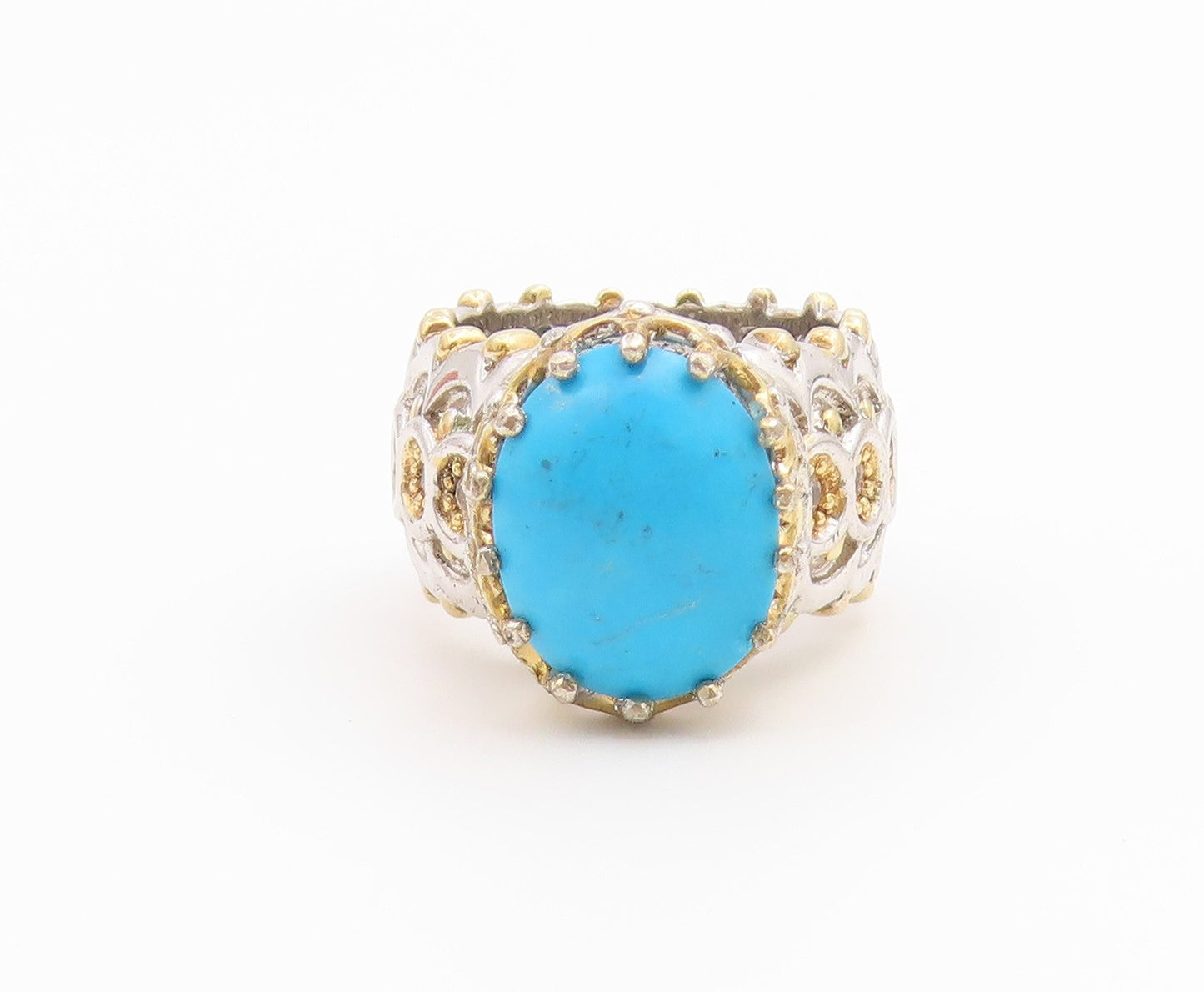 925 Sterling Silver Vintage Ring MICHAEL VALITUTTI Turquoise & CZ  Sz 6  RG36687