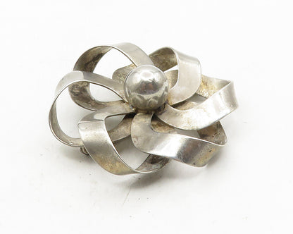 NAPIER 925 Sterling Silver  Vintage Smooth Ribbon Flower Brooch Pin  BP4023