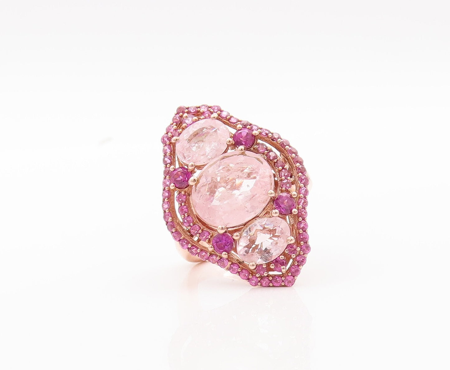 925 Sterling Silver Vintage Ring Rose Gold Plated Pink Topaz  Sz 8  RG29782