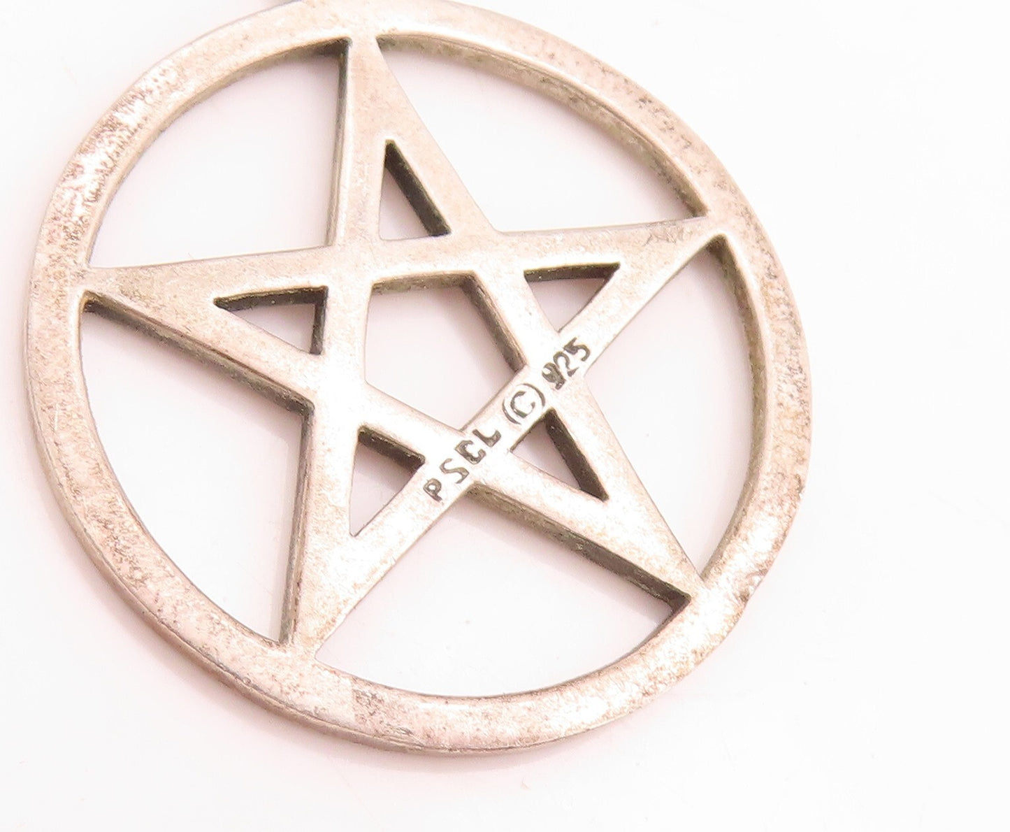 925 Sterling Silver Vintage Pendant PETER STONE Cutout Star Inside Ring  PT23786