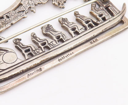 925 Sterling Silver Vintage Brooch Pin HAND & HAMMER Ceremony Landscape  BP11022