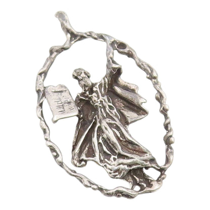 925 Sterling Silver Vintage Pendant Moses Holding The 10 Commandments  PT26169