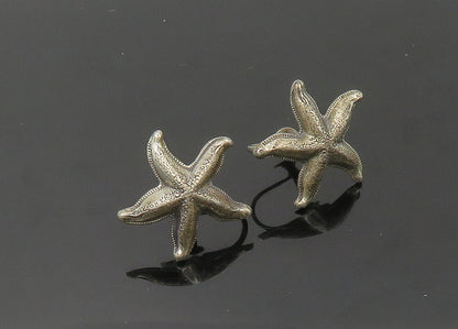 BEAU 925 Sterling Silver  Vintage Starfish Motif Non Pierce Earrings  EG10732