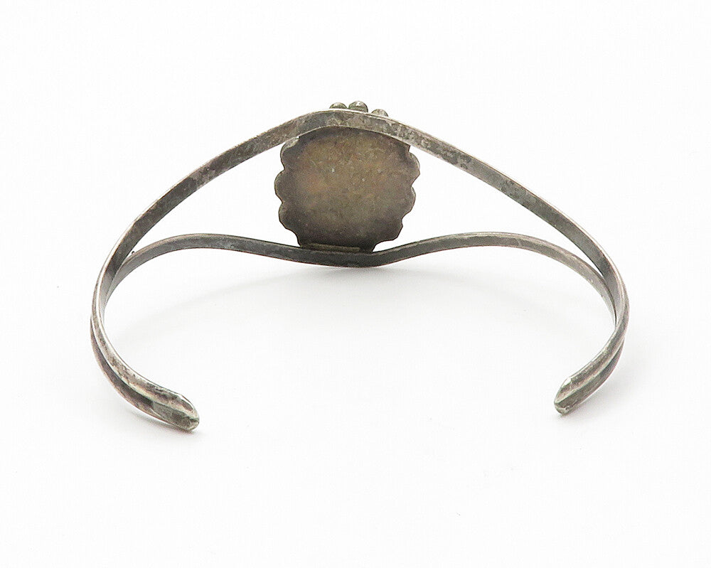NAVAJO 925 Silver  Vintage Turquoise Dark Tone Split Cuff Bracelet  BT5558
