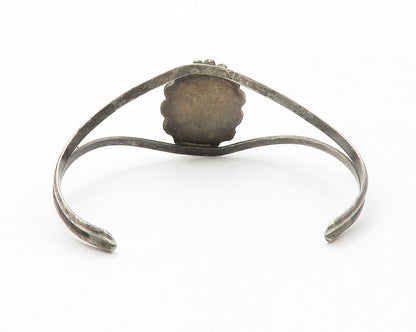 NAVAJO 925 Silver  Vintage Turquoise Dark Tone Split Cuff Bracelet  BT5558
