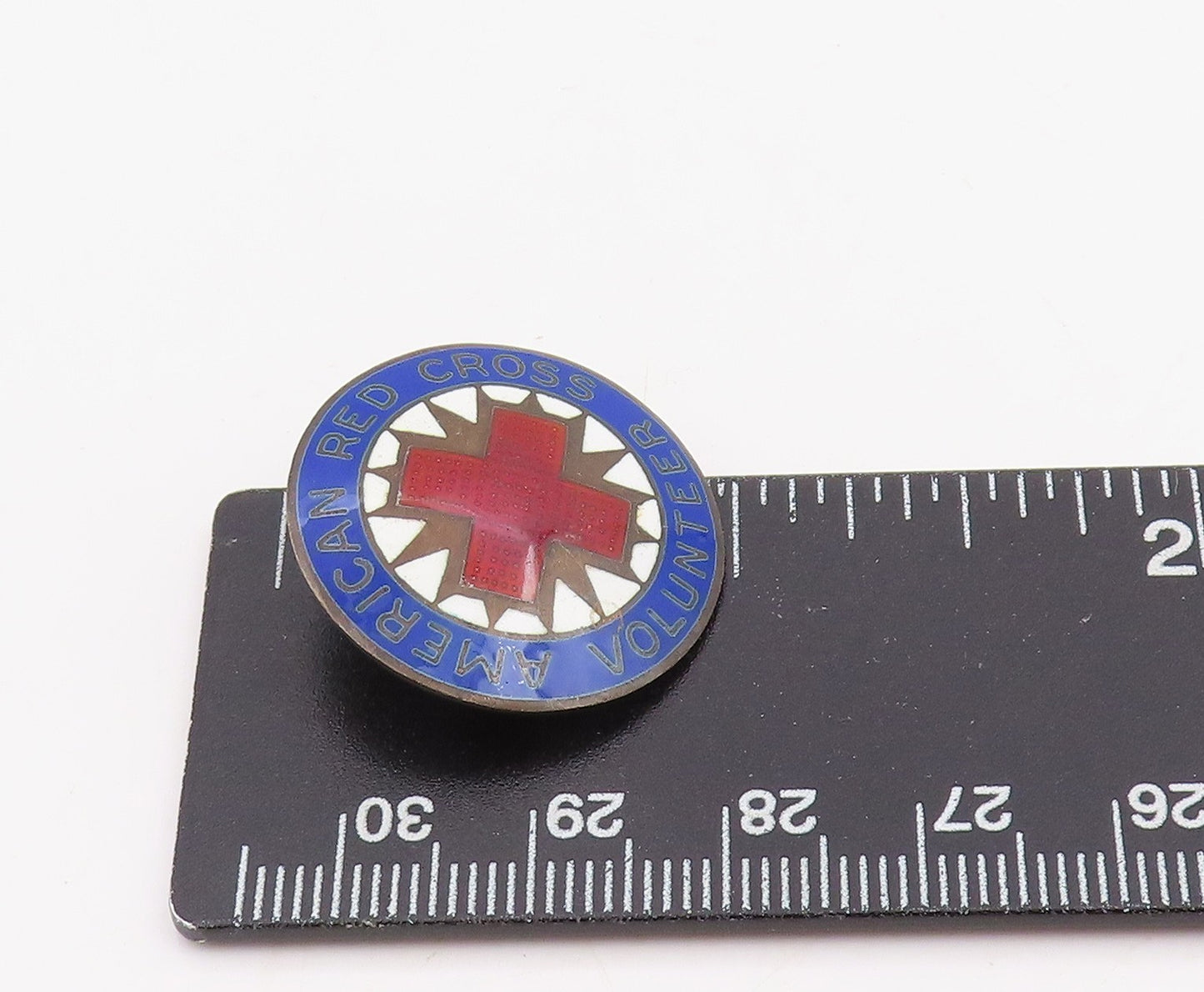 925 Sterling Silver Vintage Brooch Enamel American Red Cross Volunteer  BP12310