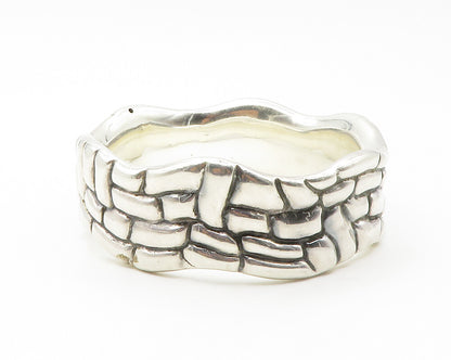 925 Sterling Silver  Vintage Shiny Cobble Pattern Bangle Bracelet  BT5332