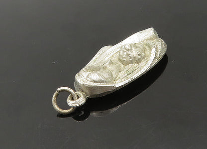 925 Sterling Silver  Vintage Virgin Mary & Child Shiny Pendant  PT17570