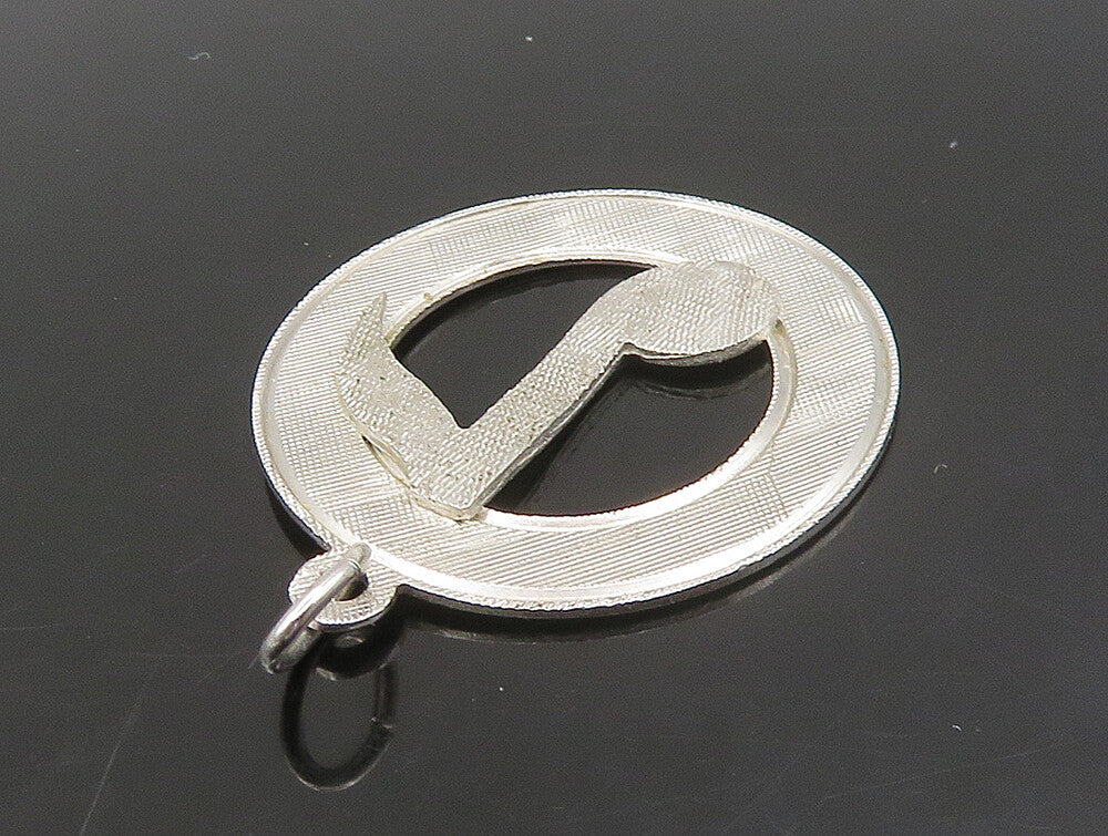 925 Sterling Silver  Vintage Shiny Textured 8th Note Music Pendant  PT19601