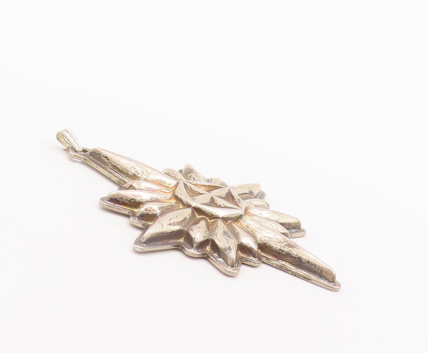 925 Sterling Silver Vintage Pendant REED & BATTON Carved Puffed Star  PT22653