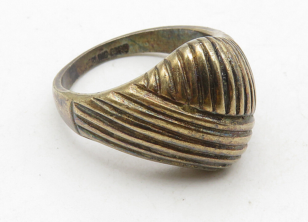 ESPO 925 Sterling Silver  Vintage Dark Tone Dome Band Ring Sz 7  RG10584