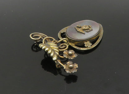 CARLART 925 Sterling Silver Vintage MOP Locket US Military Brooch Pin BP9192