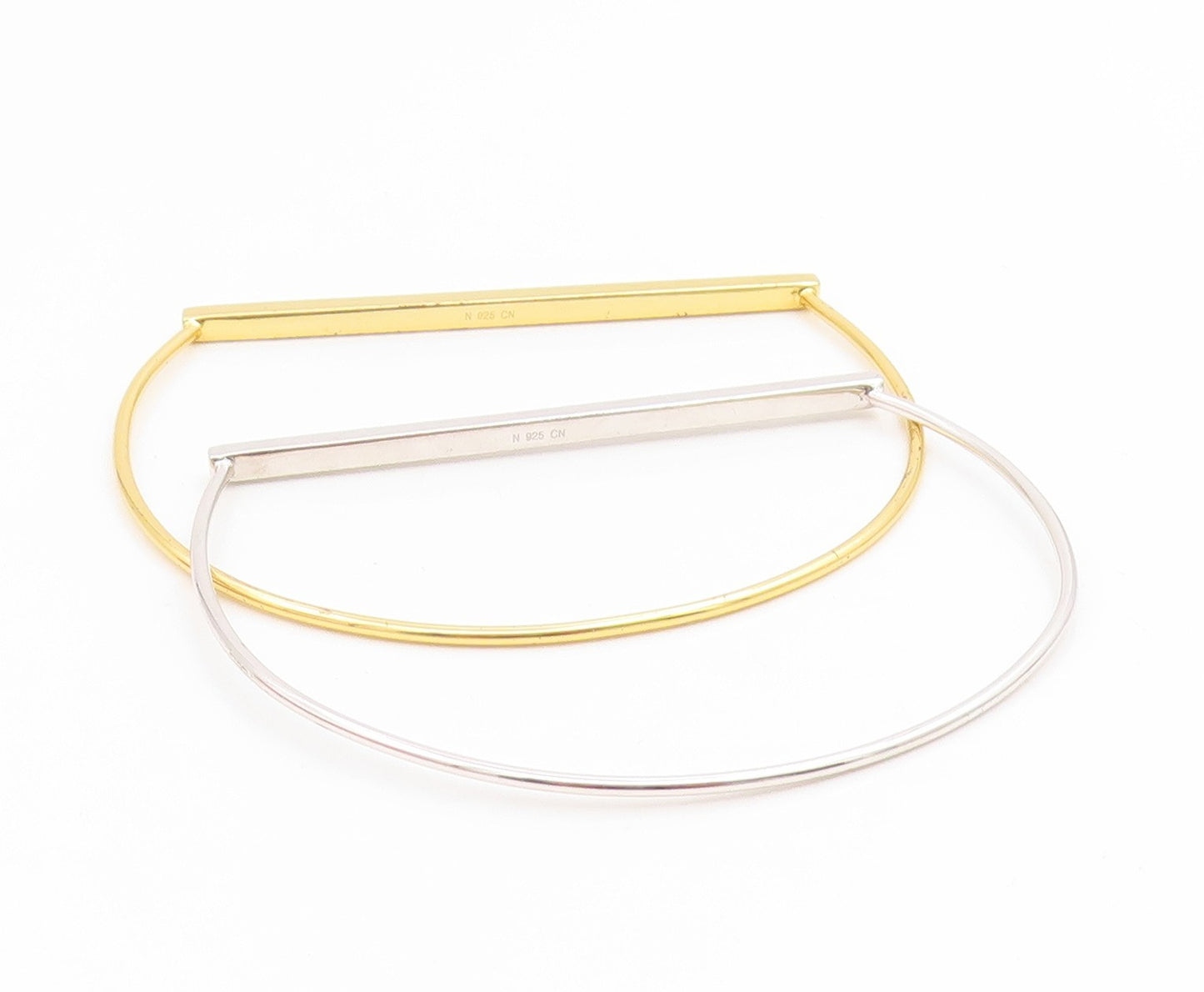 925 Sterling Silver Vintage Bracelet Two Tone Classic Sleek Bar Bangle  BT11916