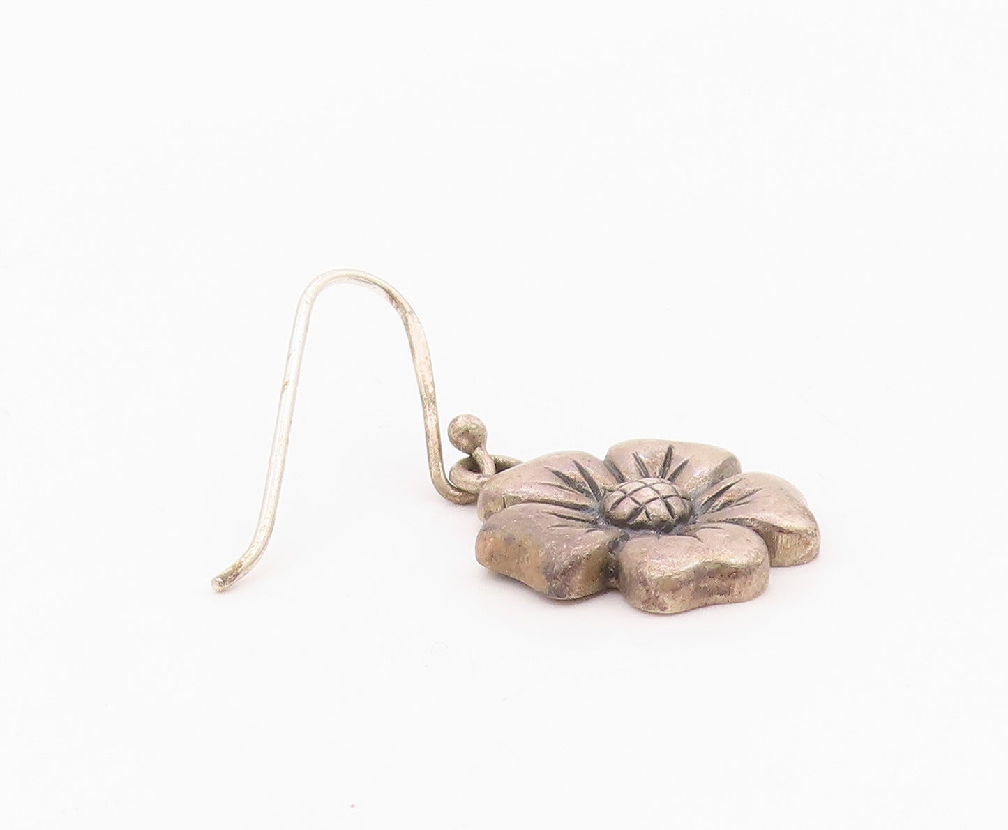 925 Sterling Silver Vintage Earrings Classic Botanical Floral Dangle  EG14403