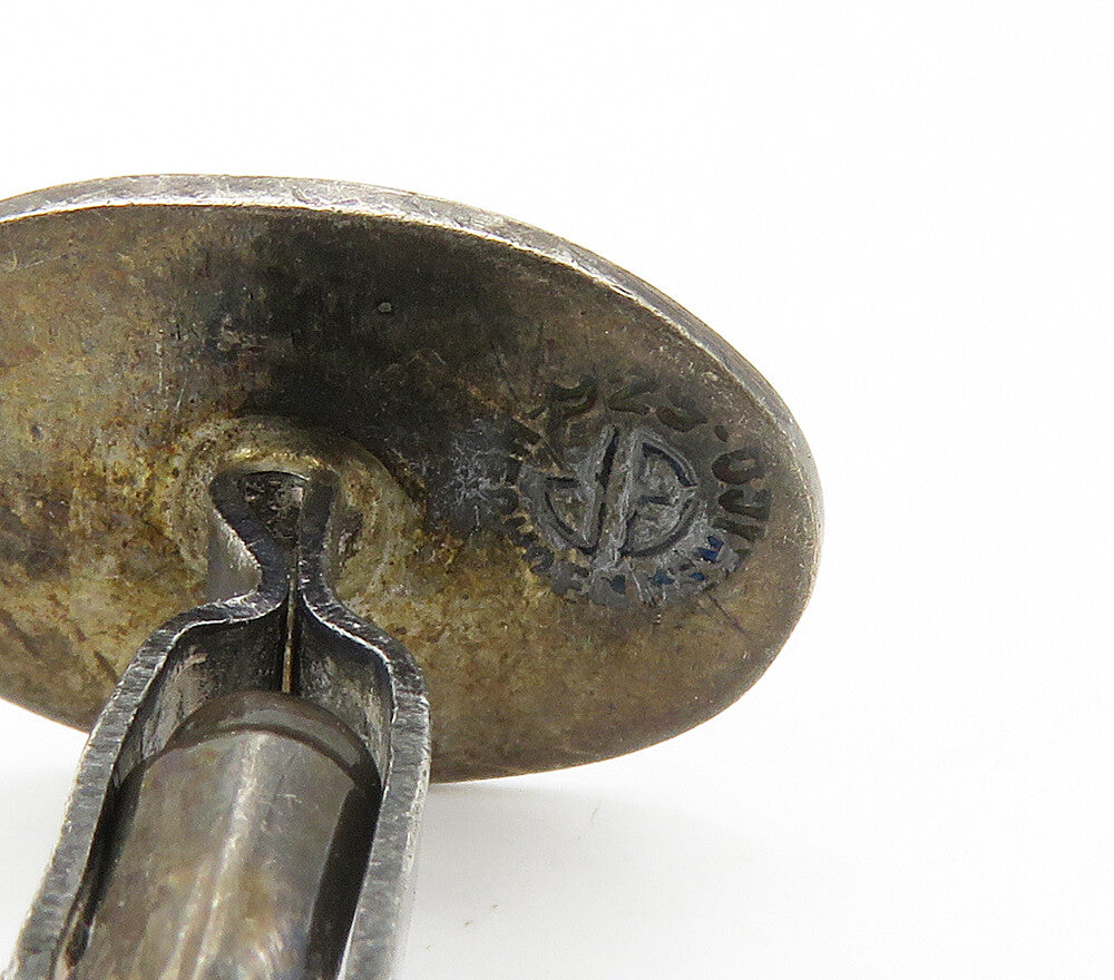 MEXICO 925 Sterling Silver  Vintage Etched G Initial Oval Cufflinks  TR2203
