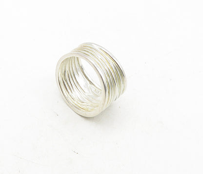 925 Sterling Silver  Vintage Shiny Textured Tapered Band Ring Sz 7  RG8963