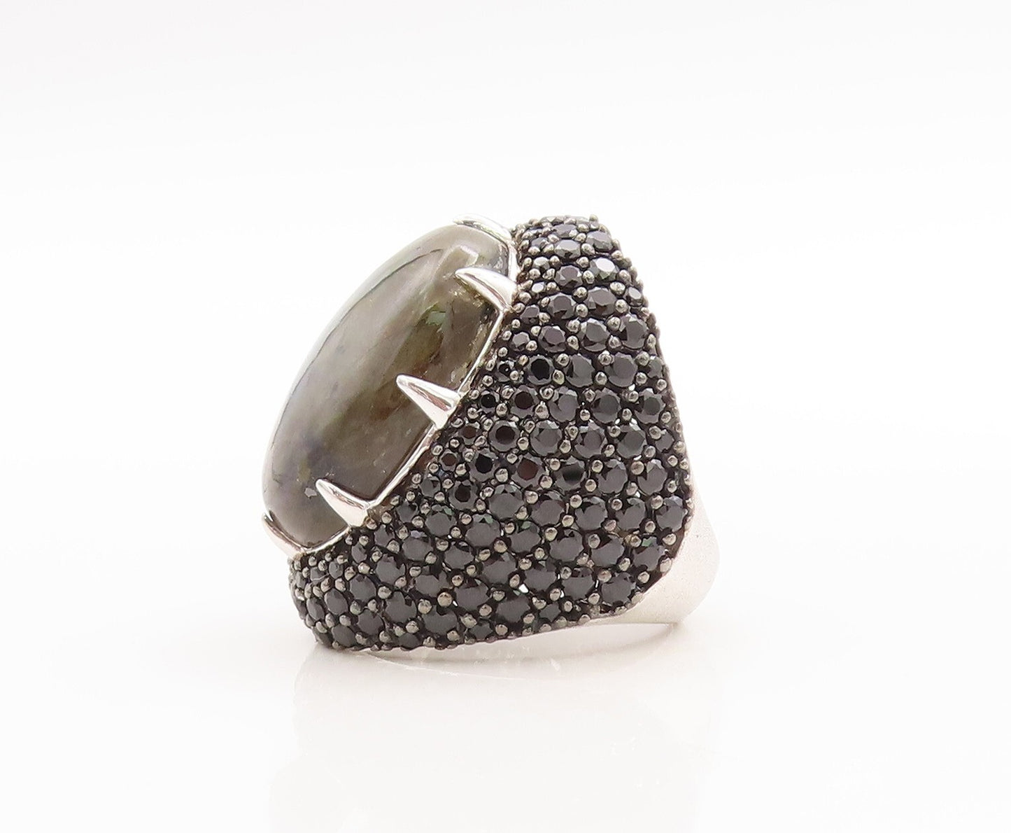 925 Sterling Silver Vintage Ring Oval Alexandrite & Spinel Inlay  Sz 6  RG29390
