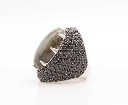 925 Sterling Silver Vintage Ring Oval Alexandrite & Spinel Inlay  Sz 6  RG29390