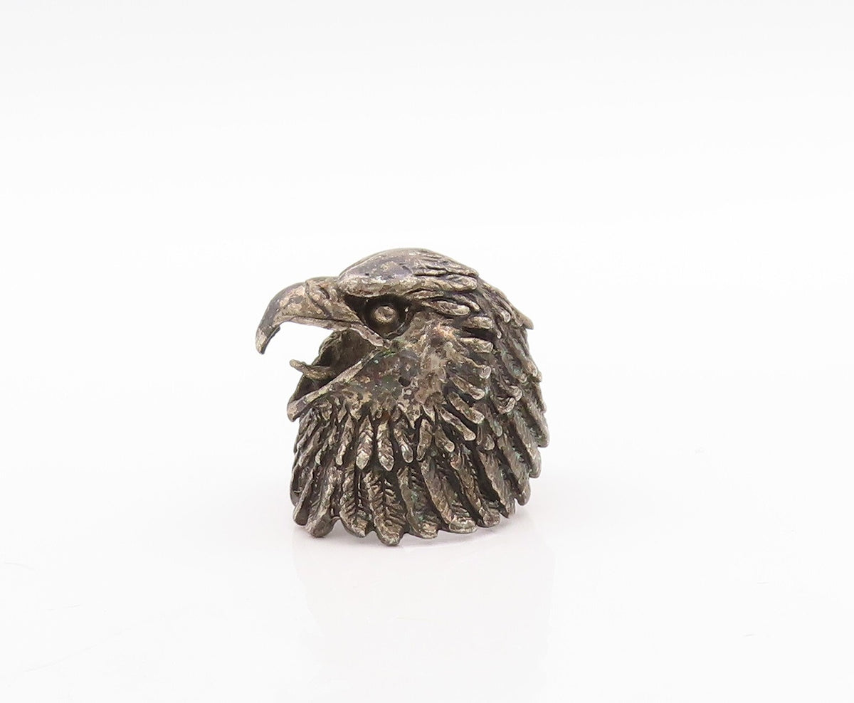 925 Sterling Silver Vintage Ring G & S Dark Tone Carved Eagle  Sz 7.5  RG31651