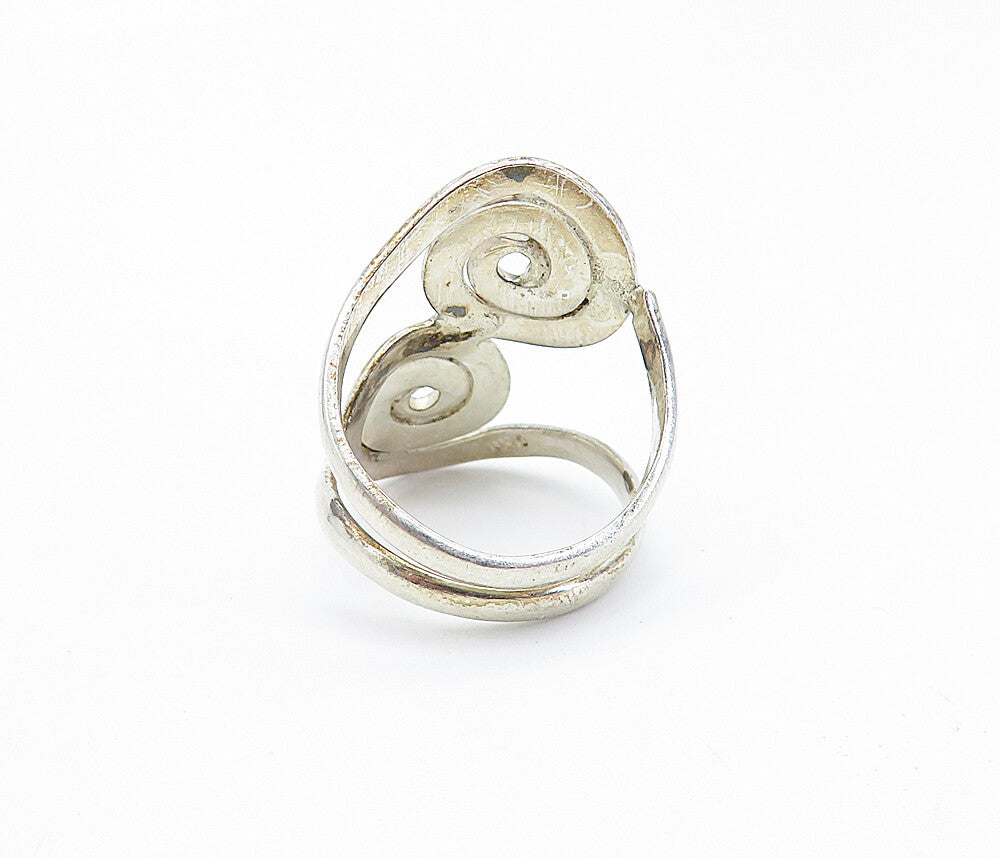 925 Sterling Silver  Vintage Shiny Spiral Bypass Split Band Ring Sz 6  RG7130