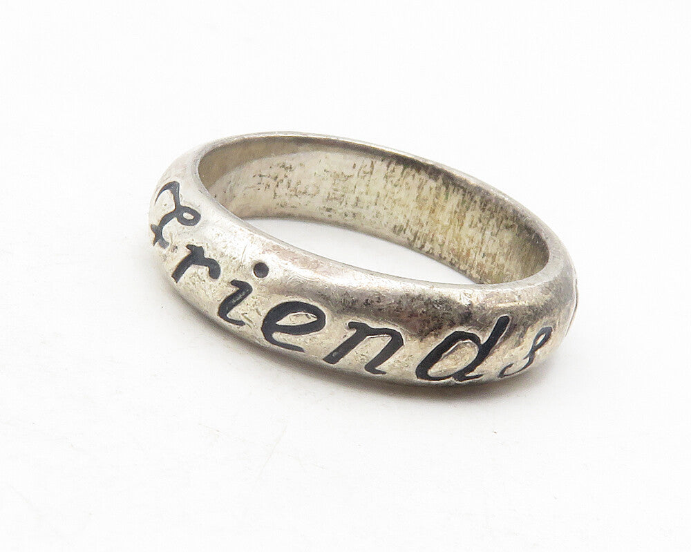 925 Sterling Silver  Vintage Friends Forever Etched Band Ring Sz 5  RG11956