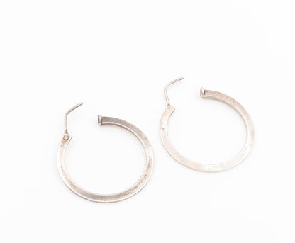 925 Sterling Silver Vintage Earrings Minimalist Tapered Statement Hoops  EG14477