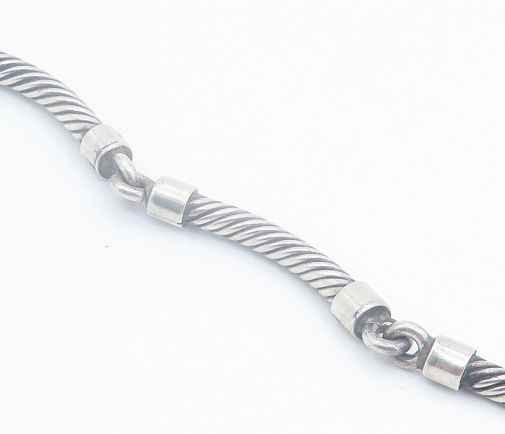 MEXICO 925 Sterling Silver  Vintage Twist Bar Link Chain Bracelet  BT3402