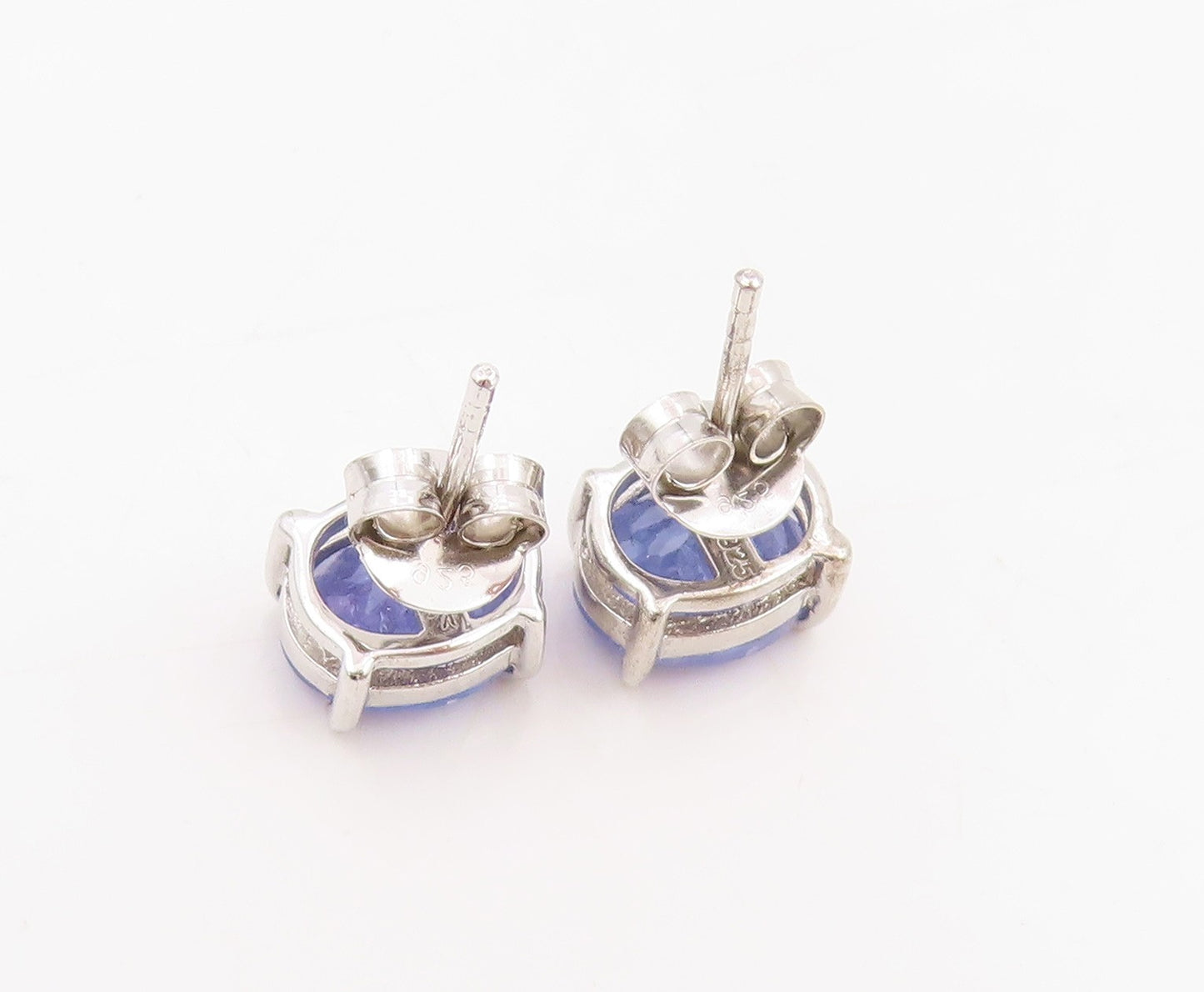 925 Sterling Silver Vintage Earrings Minimalist Oval Cut Tanzanite Stud  EG13798