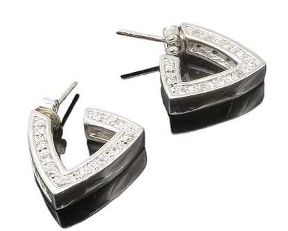 925 Sterling Silver  Cubic Zirconia & Black Hematite JHoop Earrings  EG7193