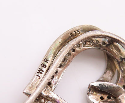 925 Sterling Silver   Vintage Genuine Diamonds Love Heart Pendant  PT10219