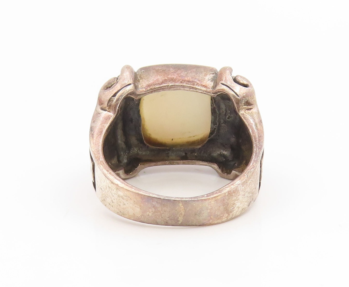 925 Sterling Silver Vintage Ring Mother Of Pearl Statement Band  Sz 7  RG35180