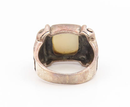 925 Sterling Silver Vintage Ring Mother Of Pearl Statement Band  Sz 7  RG35180