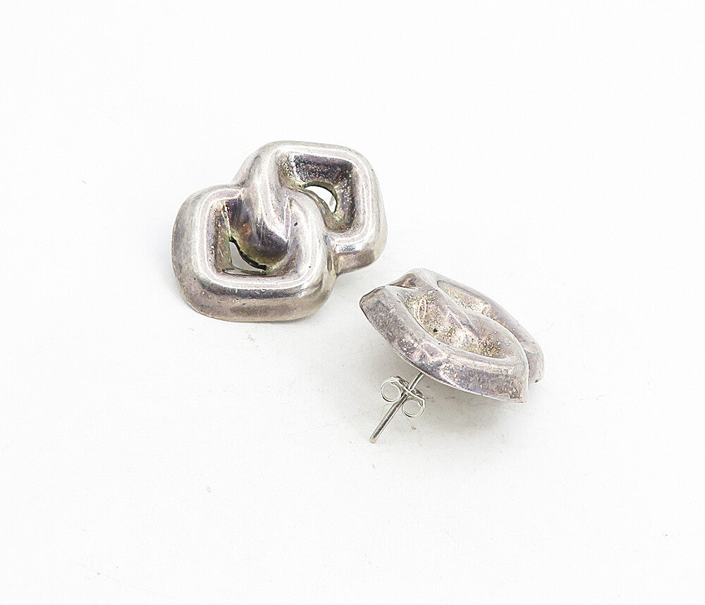 MEXICO 925 Sterling Silver   Vintage Dark Tone Linked Drop Earrings  EG4413