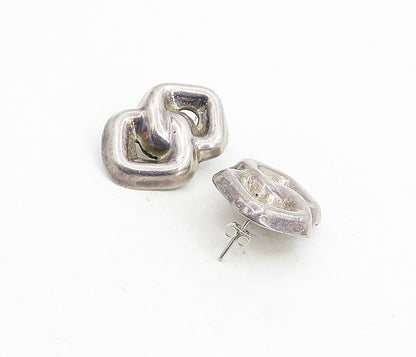 MEXICO 925 Sterling Silver   Vintage Dark Tone Linked Drop Earrings  EG4413