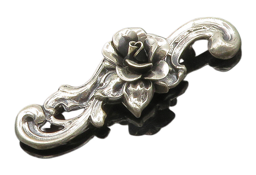 JEWEL ART 925 Sterling Silver  Vintage Rose Flower Swirl Brooch Pin  BP6144