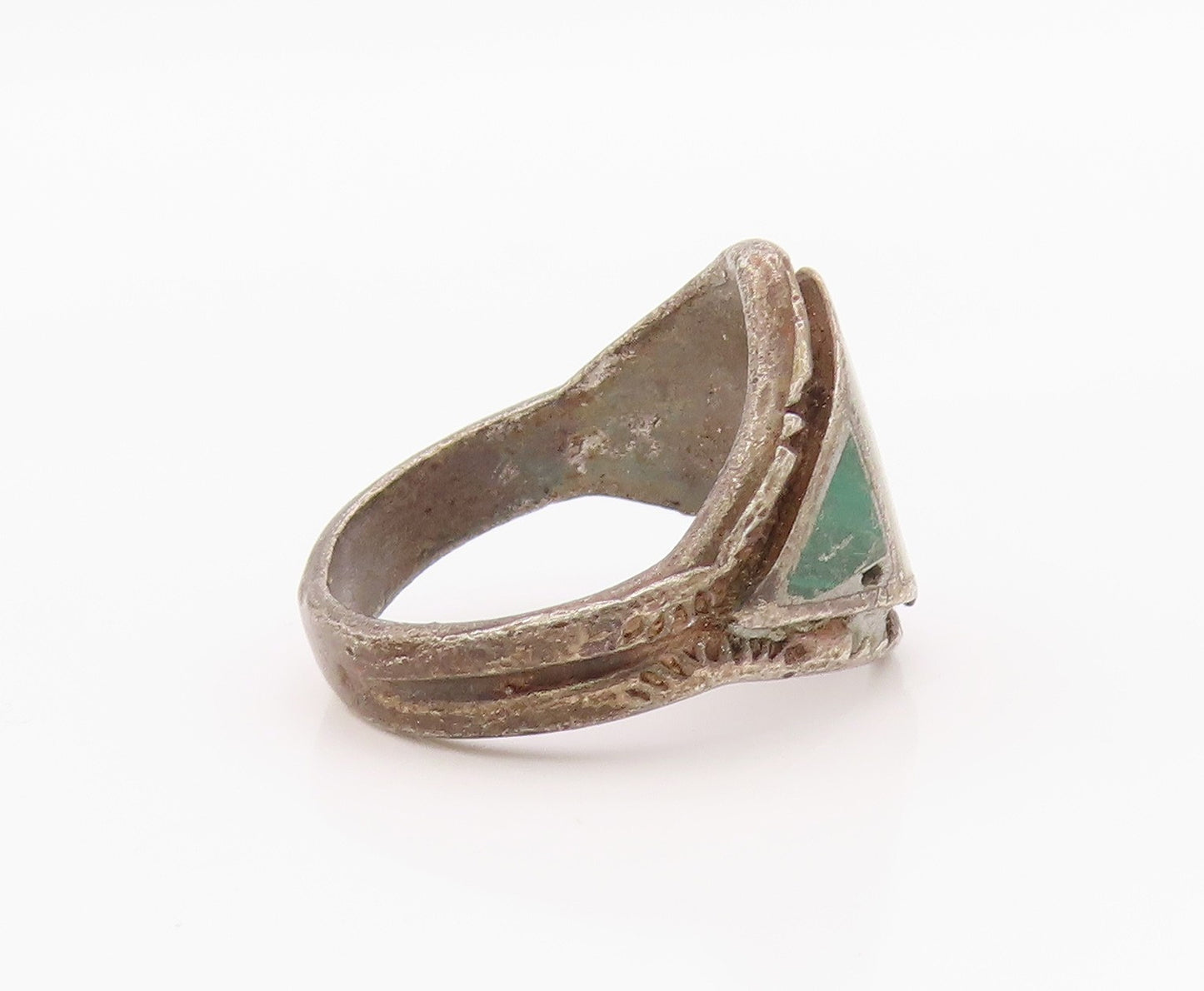 925 Sterling Silver Vintage Ring Antique ZUNI Mother Of Pearl  Sz 6.5  RG36347