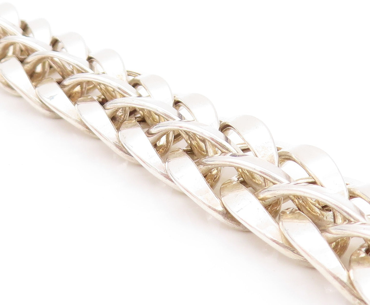 925 Sterling Silver Vintage Bracelet Broad Designer Breaded Band BT11133