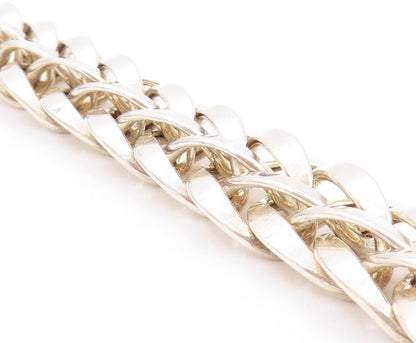 925 Sterling Silver Vintage Bracelet Broad Designer Breaded Band BT11133
