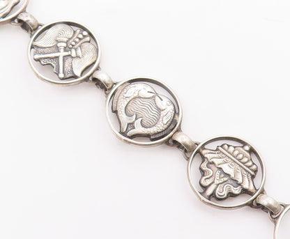 925 Sterling Silver Vintage Bracelet Classic Symbol Of Good Fortune Link BT12045