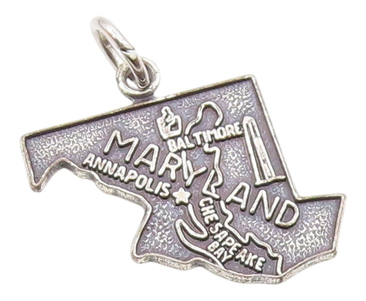 925 Sterling Silver  Vintage Maryland State Souvenir Pendant  PT21206